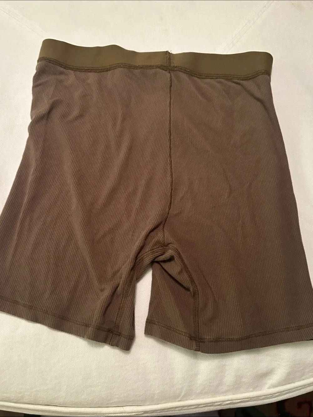 SKIMS Olive Brown Ribbed Boxer Briefs